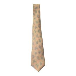 Vintage Borgo 100% Silk Paisley Necktie Peach Pink Green Purple Made in USA Tie